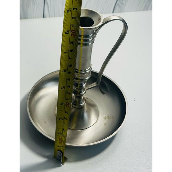 Large  Silver Yankee Candle Chamber Stick Candle Holder w/Handle & Drip Tray - Picture 3 of 5